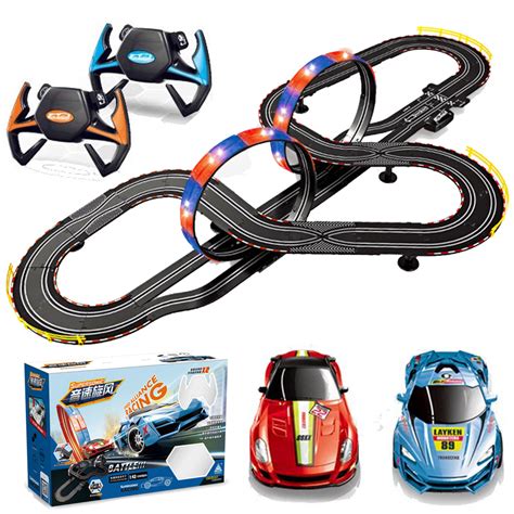 Dual Player 143 Scale Slot Racing Car Track Toy Set Kids Toys High