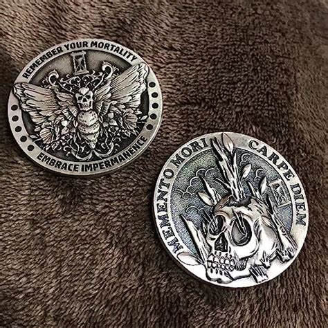 Handcrafted Memento Mori Token Stoic Reminder Skull Challenge Coin M Chat