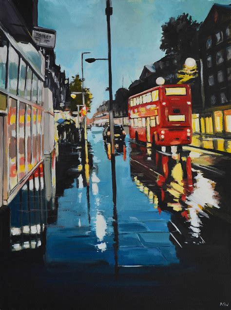 Painting Of London Bus Angela Wakefield