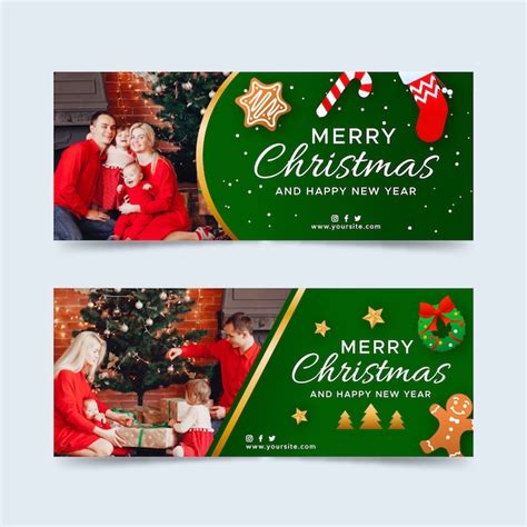 Banners De Navidad Con Set De Fotos Vector Gratis