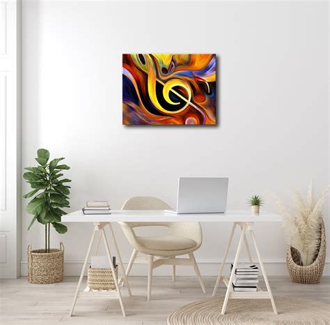 Music Notes Abstract Oil Painting Modern Artwork Framed Canvas Etsy