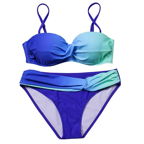 sexy bikini push up swimwear women swimsuit bandeau gradient color brazilian bikini set