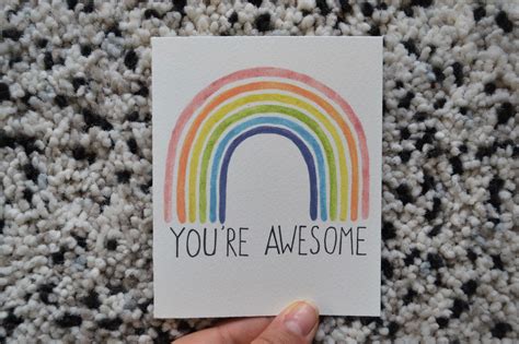 Greeting Card Youre Awesome Rainbow Card Etsy Canada Rainbow Card