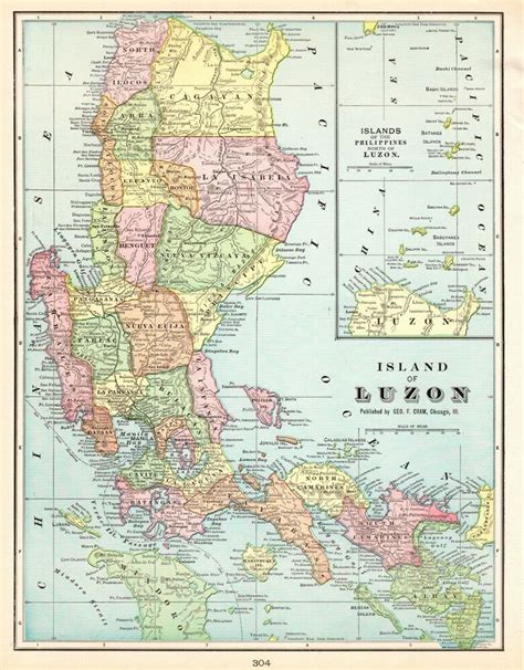 1906 Antique Luzon Map Philippine Islands Original Map Gallery Wall Art 5906 Old Maps Antique