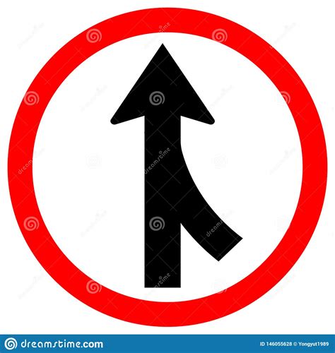 Merges Right Traffic Road Signvector Illustration Isolate On White