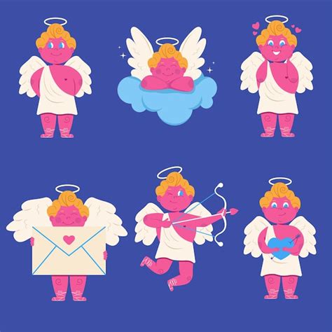 premium vector cute cupid character set in different poses happy valentine s day template in