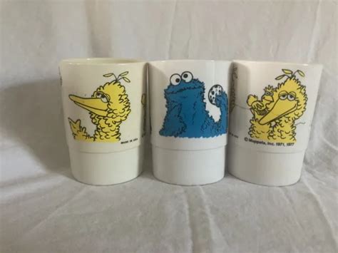 Vintage 1971 1977 Muppets Sesame Street Plastic Cups Set Of 3 2500