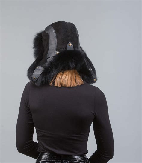 Black Fox Fur Trapper Hat 100 Real Fur Accessories Haute Acorn