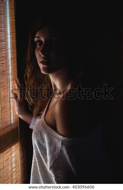 Sexy Blond Womans Standing Front Window Stock Photo Shutterstock