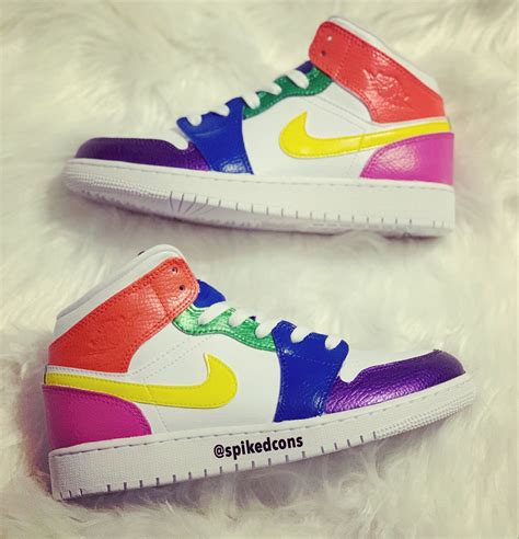 Custom Rainbow Jordan 1s Sneakers Nike Sneakers Custom Shoes