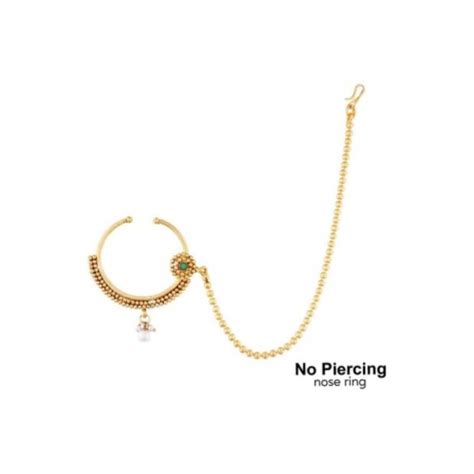 Buy Traditional Gold Plated Bridal Jewellery Nose Ring Nathiya With Long Chain Online