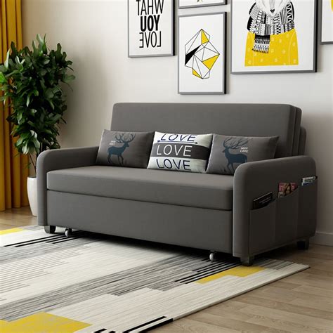 Full Sleeper Sofa Upholstered Cottonandlinen Storage Sofa Convertible Sofa