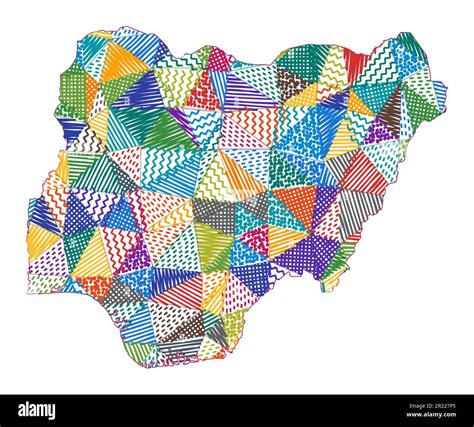 Kid Style Map Of Nigeria Hand Drawn Polygons In The Shape Of Nigeria