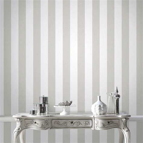 Striped Wallpaper Roll Gray White Textured Nonwoven Modern Etsy