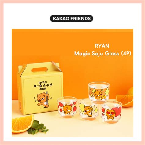 Kakao Friends Color Changing Soju Glass 4p Set Ryan Magic Glass