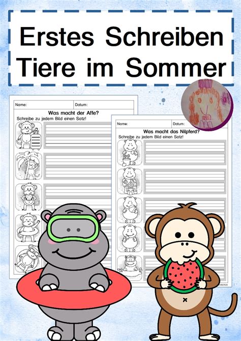 Erstes Freies Schreiben Zu Bildern Tiere Im Sommer Unterrichtsmaterial Im Fach Deutsch