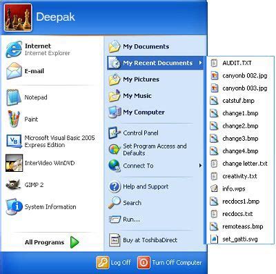 Interesting Facts: Show or hide the "My recent documents" from XP Start