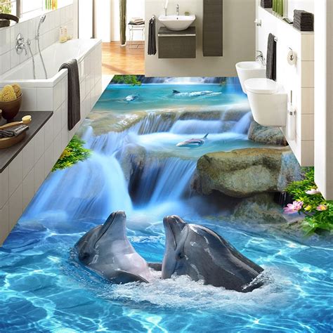 Beibehang Dolphin Whale Ocean Self Adhesive 3d Floor Wall Paper