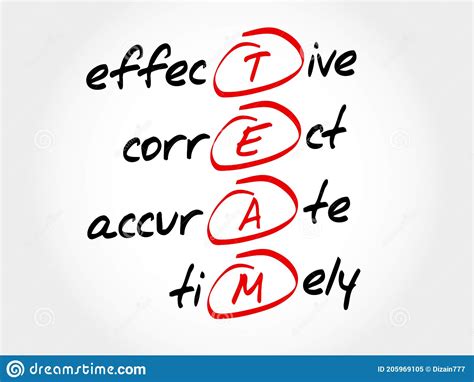 Team Effective Correct Accurate Timely Stock Illustration