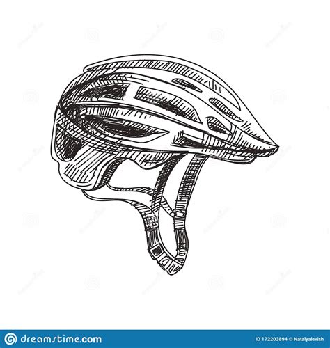 I want you to put your helmet on. Safety Bike Helmet Hand Drawn Black And White Vector ...