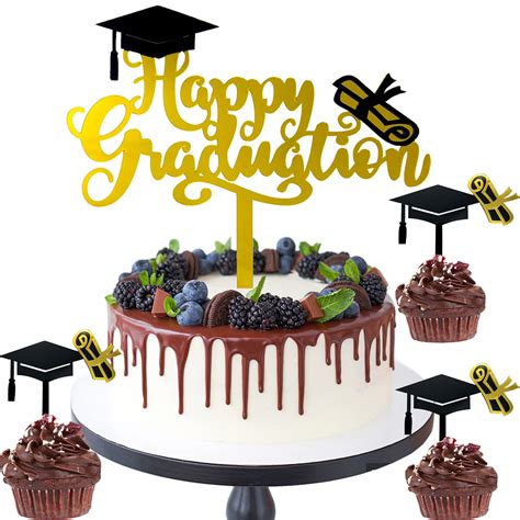 Buy Anctey Graduation Cake Toppers Set 1 Big Happy Graduation Cake