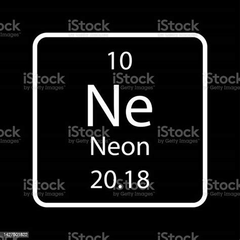 Simbol Neon Unsur Kimia Dari Tabel Periodik Ilustrasi Vektor Ilustrasi