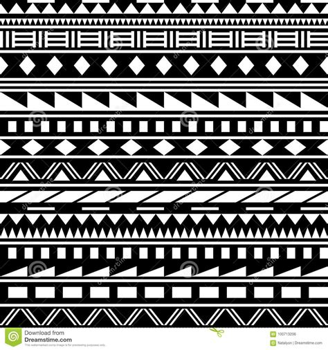 Black And White Simple Shapes Ethnic African Striped