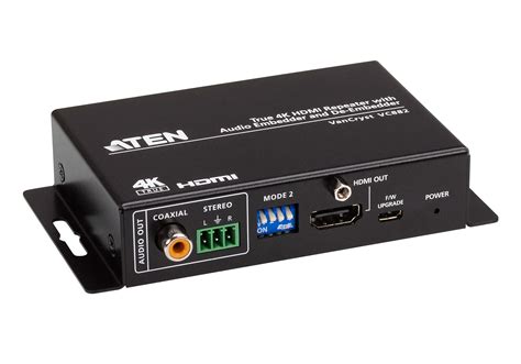 True 4k Hdmi Repeater With Audio Embedder And De Embedder Vc882 Aten
