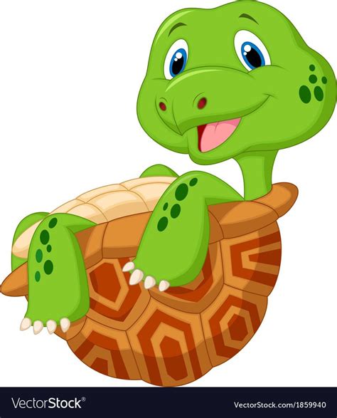 Vector Illustration Of Cute Tortoise Cartoon Download A Free Preview