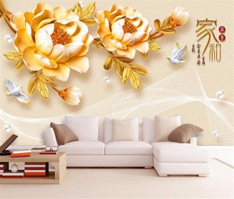 Beibehang Custom Wallpaper Home And Rich 3d Embossed Peony