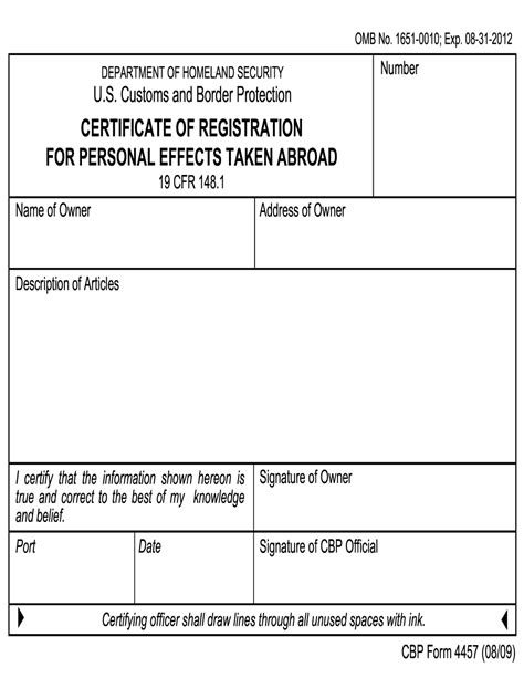 Printable Us Customs Form