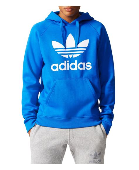 Adidas Cotton Trefoil Hoodie In Blue For Men Lyst