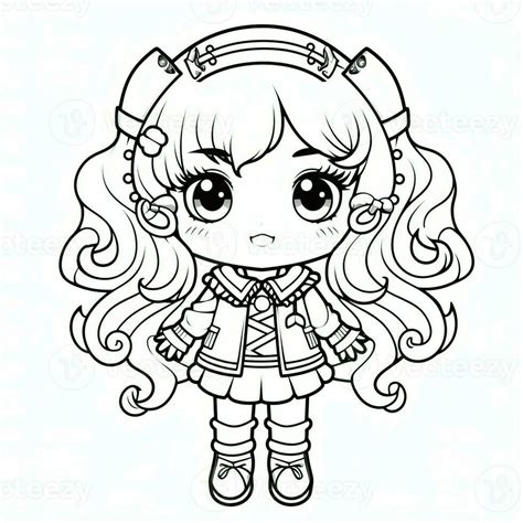 Anime Girl Coloring Pages 26672926 Stock Photo At Vecteezy