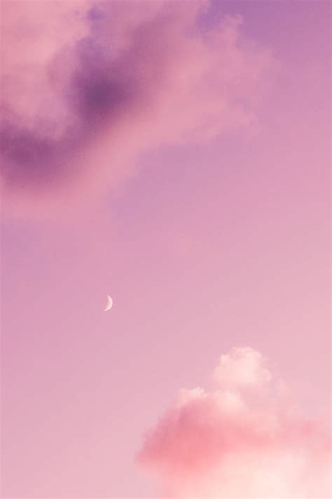 Moon Pink Clouds Sky Hd Phone Wallpaper Peakpx