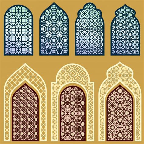 Premium Vector Islamic Windows And Doors With Arabian Art Ornament Pattern Set Arabian Art