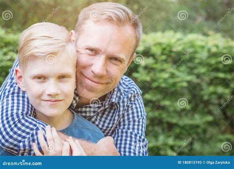 Father Hugging His Son Stock Image Image Of Happy 180813193