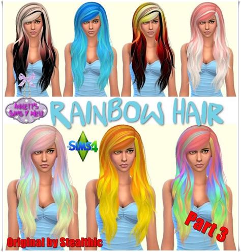 Annett`s Sims 4 Welt Rainbow Hairstyle Part 3 Original By