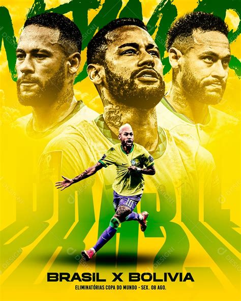 Futebol Brasil X Bolívia Jogador Neymar Social Media PSD Editável