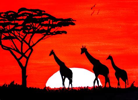Giraffe African Sunset Painting By Brent Townsend Fine Art America