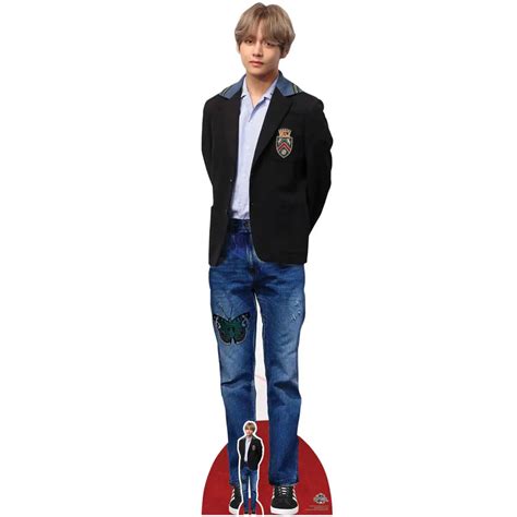 V Black Jacket Bts Bangtan Boys Mini Cardboard Cutout Standee