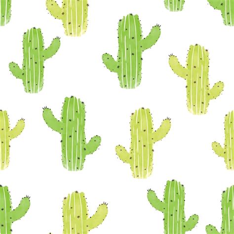 Premium Vector Cacti Seamless Vector Pattern Cute Cactus