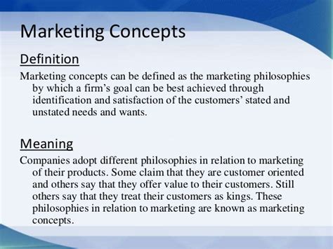 The production concept was the idea that a firm. Marketing Concepts- Production, Social, Exchange, Selling ...