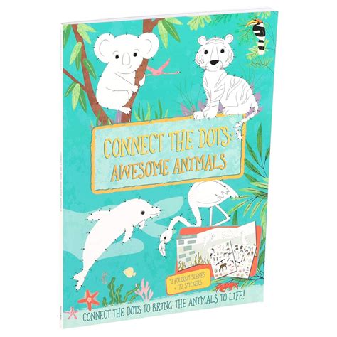 Connect The Dots Awesome Animals Activity Book With Foldout Scenes And
