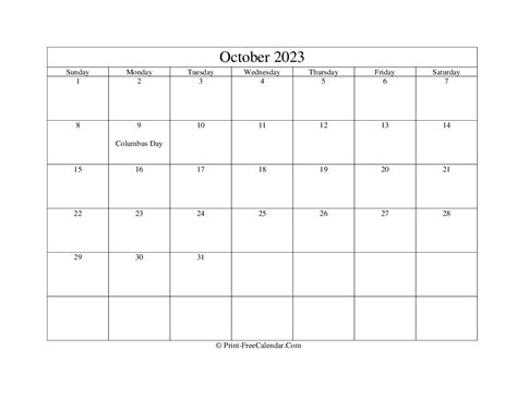 October 2023 Editable Calendar With Holidays