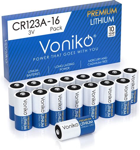 Voniko Cr123a Premium Lithium Batteries 16 Pack Photo Lithium