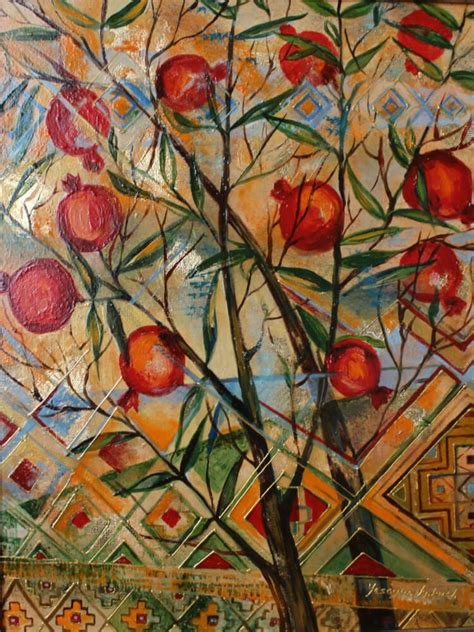 Pomegranate Tree By Knkush Yesoyan Oil On Canvas Painting