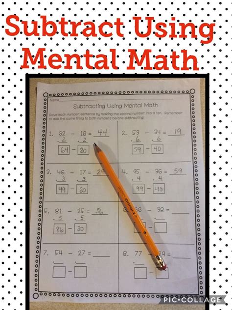 Subtracting Using Mental Math | Mental math, Math subtraction, Math