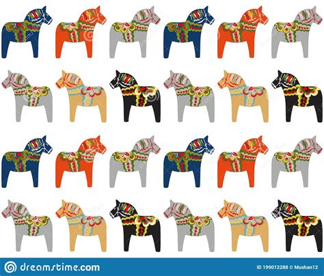 Dala Horse Swedish Folk Art Pattern Stock Vector Illustration Of