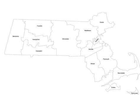 Massachusetts County Map With County Names Free Download