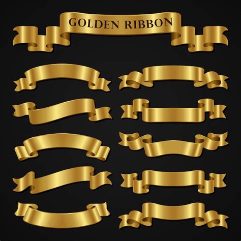 Premium Vector Set Of Luxury Golden Ribbons